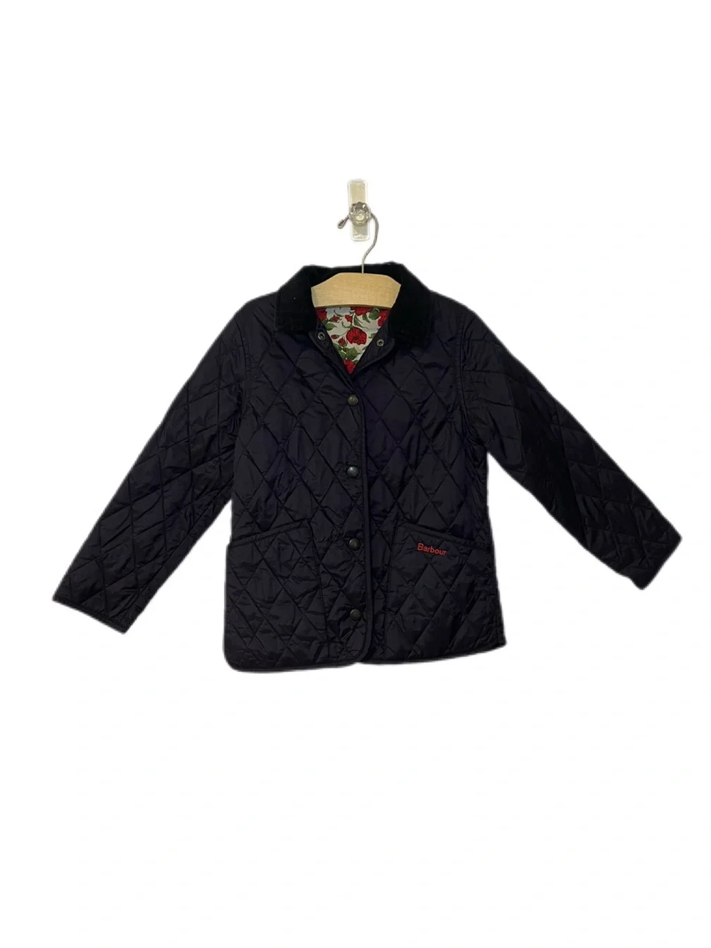 Barbour Girls XS 4-5 Navy Shaped Liddesdale Quilted Jacket with Liberty Lining